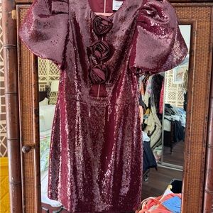 Rebecca Vallance Burgundy Sequin Dress